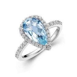 Pear Blue Topaz Ring