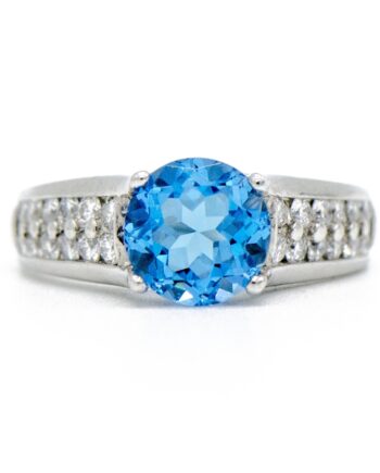 Blue Topaz Platinum Ring
