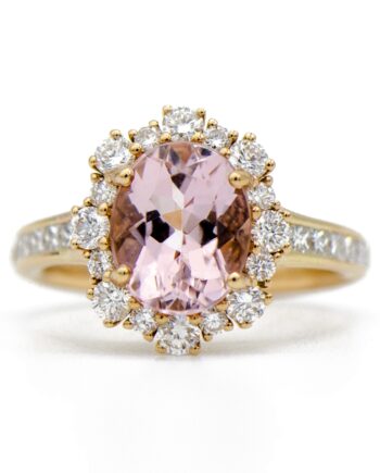 Morganite Oval Halo Rose Gold Ring