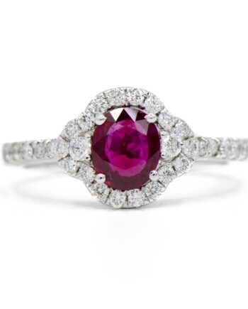 Red Ruby Halo Ring