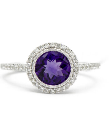 Amethyst Halo Ring