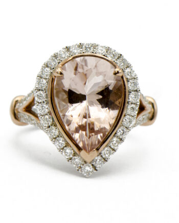 Morganite Pear Halo Rose Gold Ring