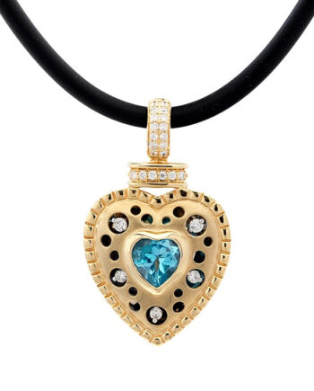 Blue Topaz Floating Diamond Heart Pendant