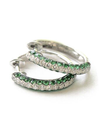Emerald & Diamond Hoop Earrings