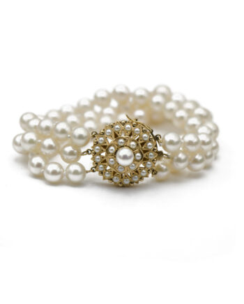 Ornate Pearl Triple Strand Bracelet
