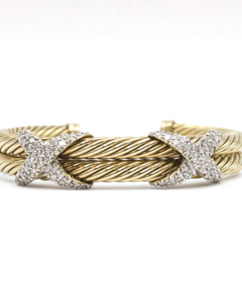 David Yurman 14k Gold Cuff with Diamonds