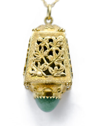 Jade Ornate Leaf Box Pendant