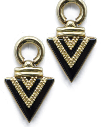 Onyx Geometric Triangle Dangle Earrings