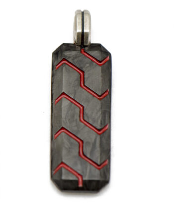 David Yurman Forged Carbon Tag with Red Resin