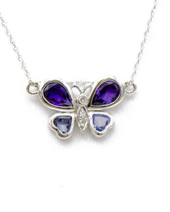 Butterfly Pendant in Tanzanite & Amethyst