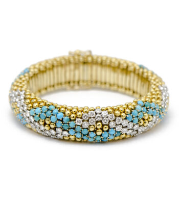Vintage Turquoise & Diamond Snake Bracelet