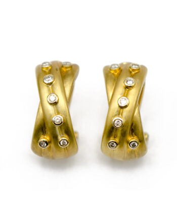 Bezel Diamond "Criss-Cross" Earrings