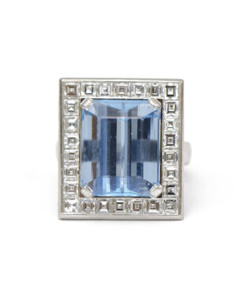 Aquamarine & Asscher Diamond Ring