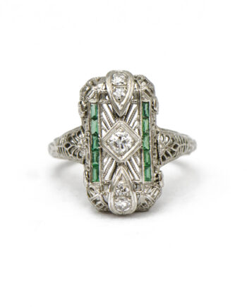 Art Deco Diamond & Emerald Ring