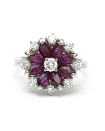 Ruby Marquise Flower Ring