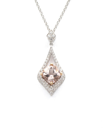 Morganite & Diamond Drop Necklace