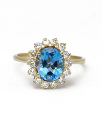 Blue Topaz Halo Ring