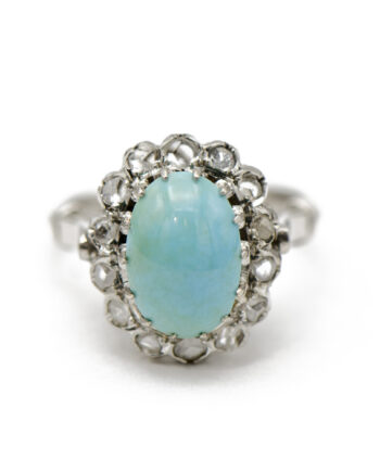 Turquoise & Rose Cut Diamond Ring