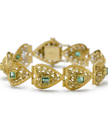 Filigree Heart Emerald Bracelet