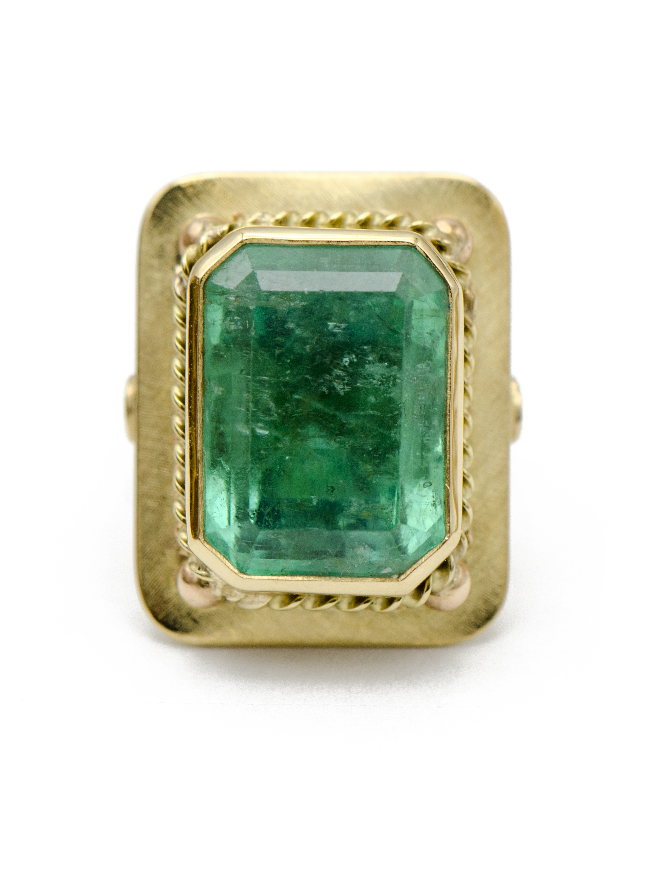 Zambian Octagonal Emerald Cocktail Ring - Shaftel Diamonds