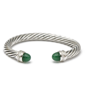 David Yurman Green Onyx & Diamond Cuff 7mm