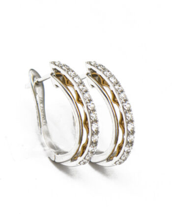 Diamond Hoop Earrings with Rose Filigree