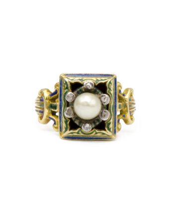 Vintage Pearl Enamel Ring (1914)