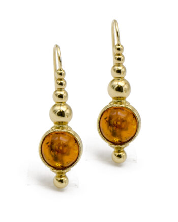 Vintage Gold Amber Orb Earrings
