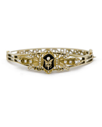Vintage Pearl & Diamond Gold Bangle
