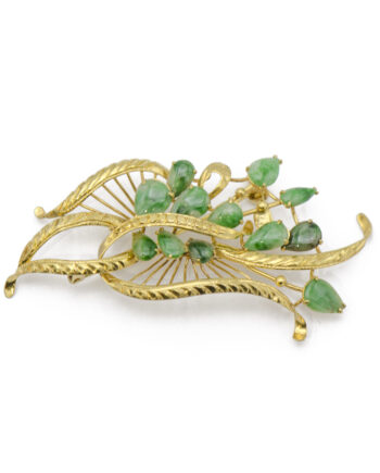 Jade Leaf Filigree Brooch