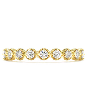Diamond Bar Single Prong Milgrain Band