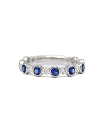 Bezel Blue Sapphire & Diamond Ring