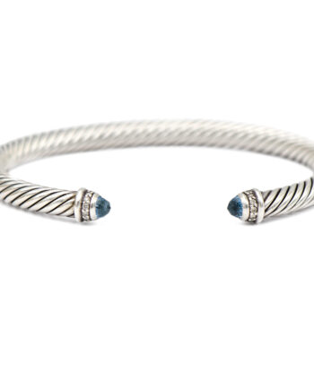 David Yurman Blue Topaz Classic Cable Cuff 5mm