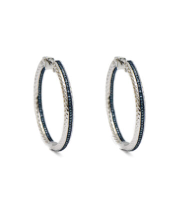 Blue Diamond Hoop Earrings