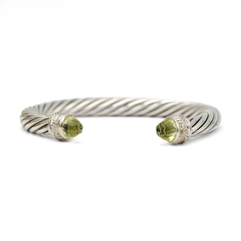 David Yurman Cable Classic Crossover Bracelet w Prasiolite