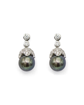 Pearl & Diamond Dangle Earrings