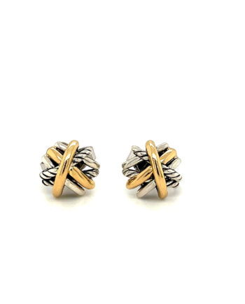 David Yurman Two Toned Crossover Stud Earrings