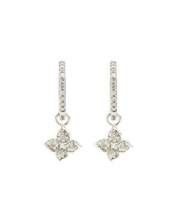 White Gold Hoops with Flower Dangels