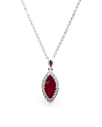 Marquise Ruby Halo Pendant
