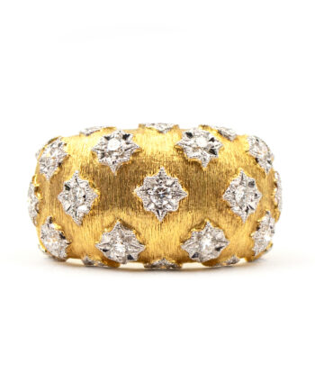 Brushed Gold & Diamond Ring