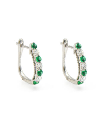 Emerald & Diamond Hoop Earrings