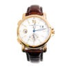 Goldtone Ulysses Nardin Dualtime watch with white dial, bars for markers.